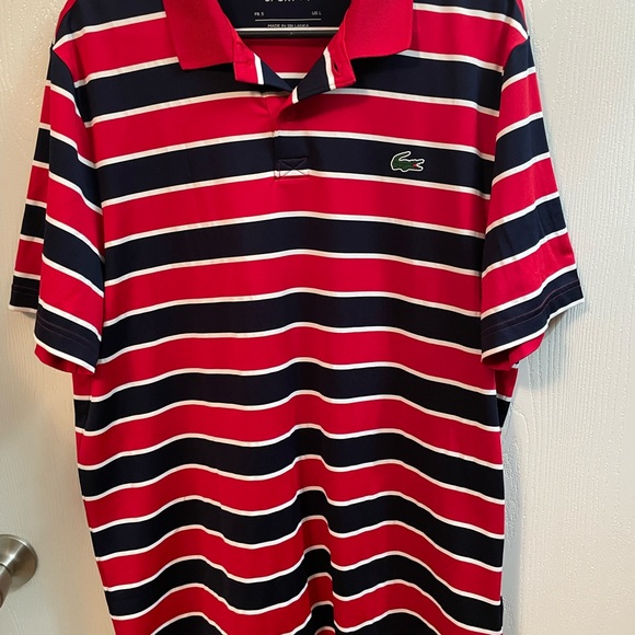 Lacoste Sport Men's Polo with Red and Navy Stripes SZ Large SUPER NICE!!! - Picture 1 of 5